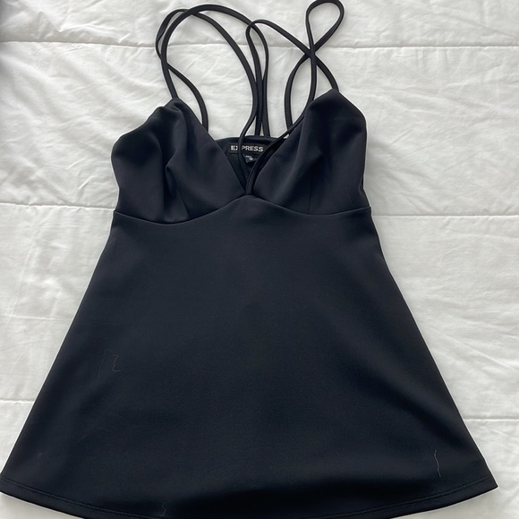 NWT Express Women’s Black Criss Cross Tank Top w/ Side Zipper- Size XS - Picture 6 of 8